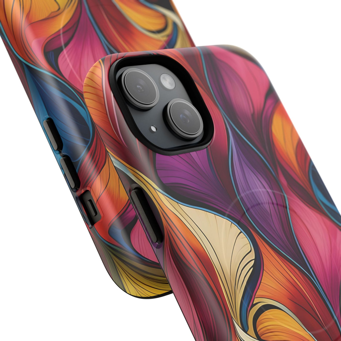 Vibrant Leaf Wave Tough Magnetic Phone Case, Vibrant Smartphone Cover, Unique Protective Case for Gifts, Phone Accessories, Trendy Design