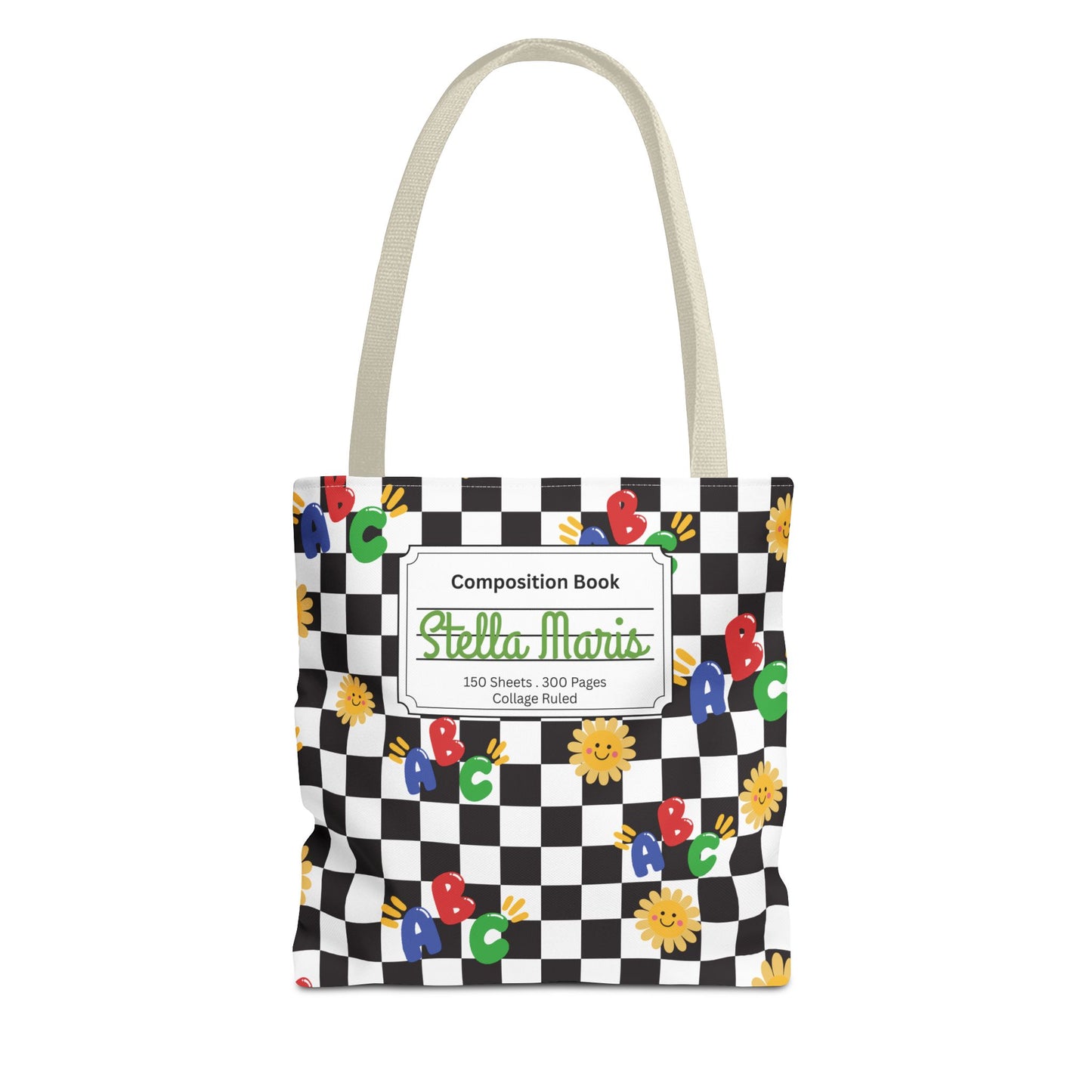 Personalized Schoolyard Chic Composition Book Inspired Tote Bag, Back to School Tote, Teacher Gift, Kids Bag, Custom Name Bag, Educational Accessories, Back to School Tote Bag.