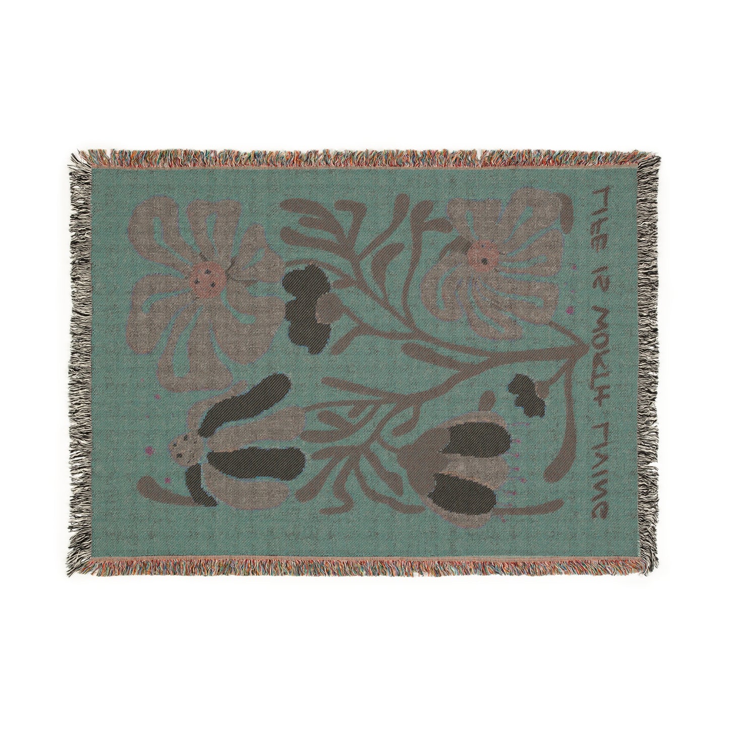 Life is Worth Living Brown Tapestry Woven Blanket