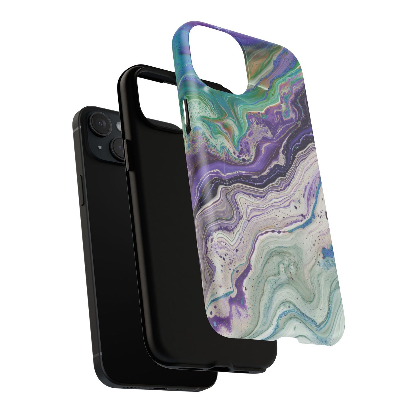 Stylish Purple Acrylic Tough Magnetic iPhone Cases, Unique Protective Cases for iPhone, Colorful Marble Design, Great Gift for iPhone Lovers