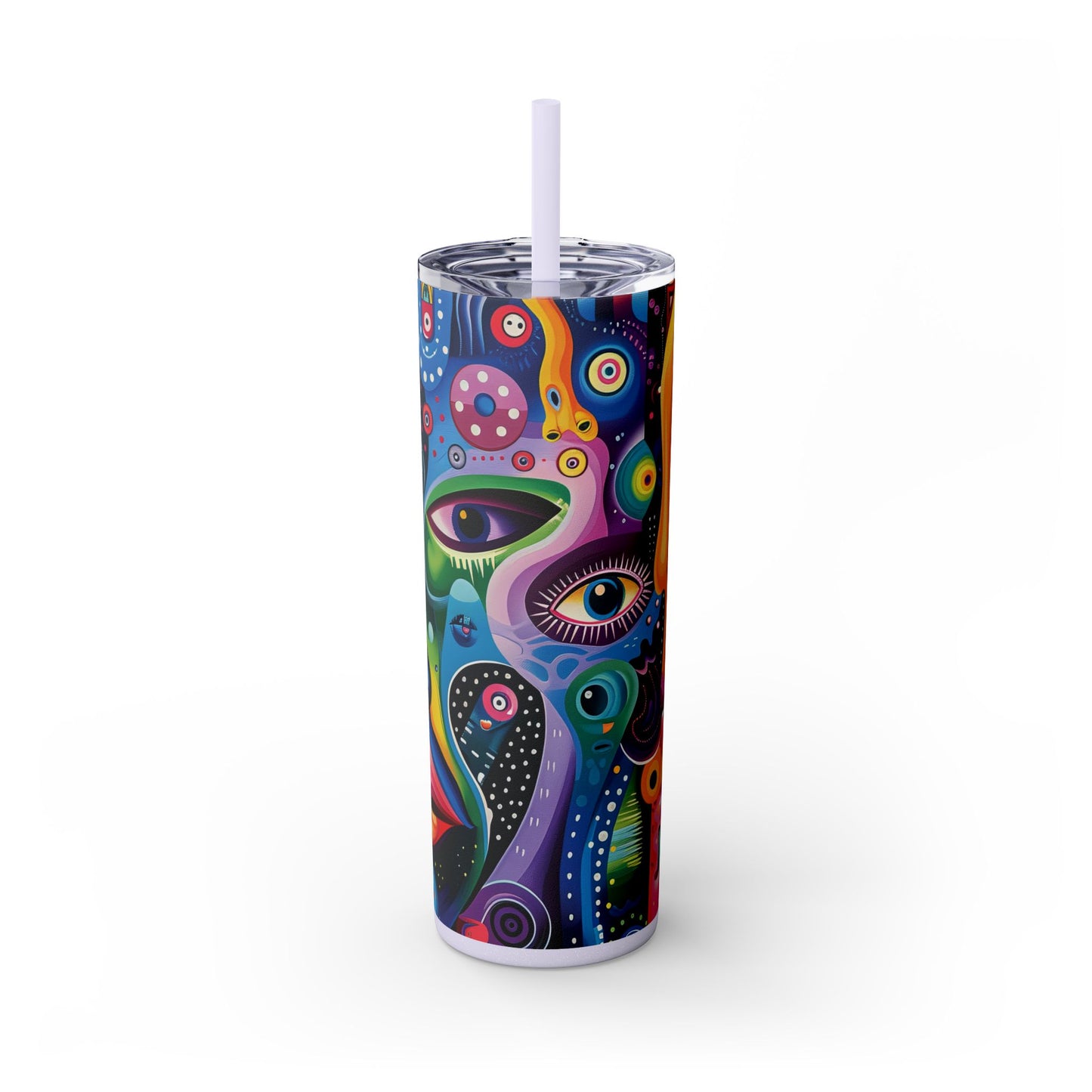 Psychedelic Visions Skinny Tumbler with Straw, 20oz