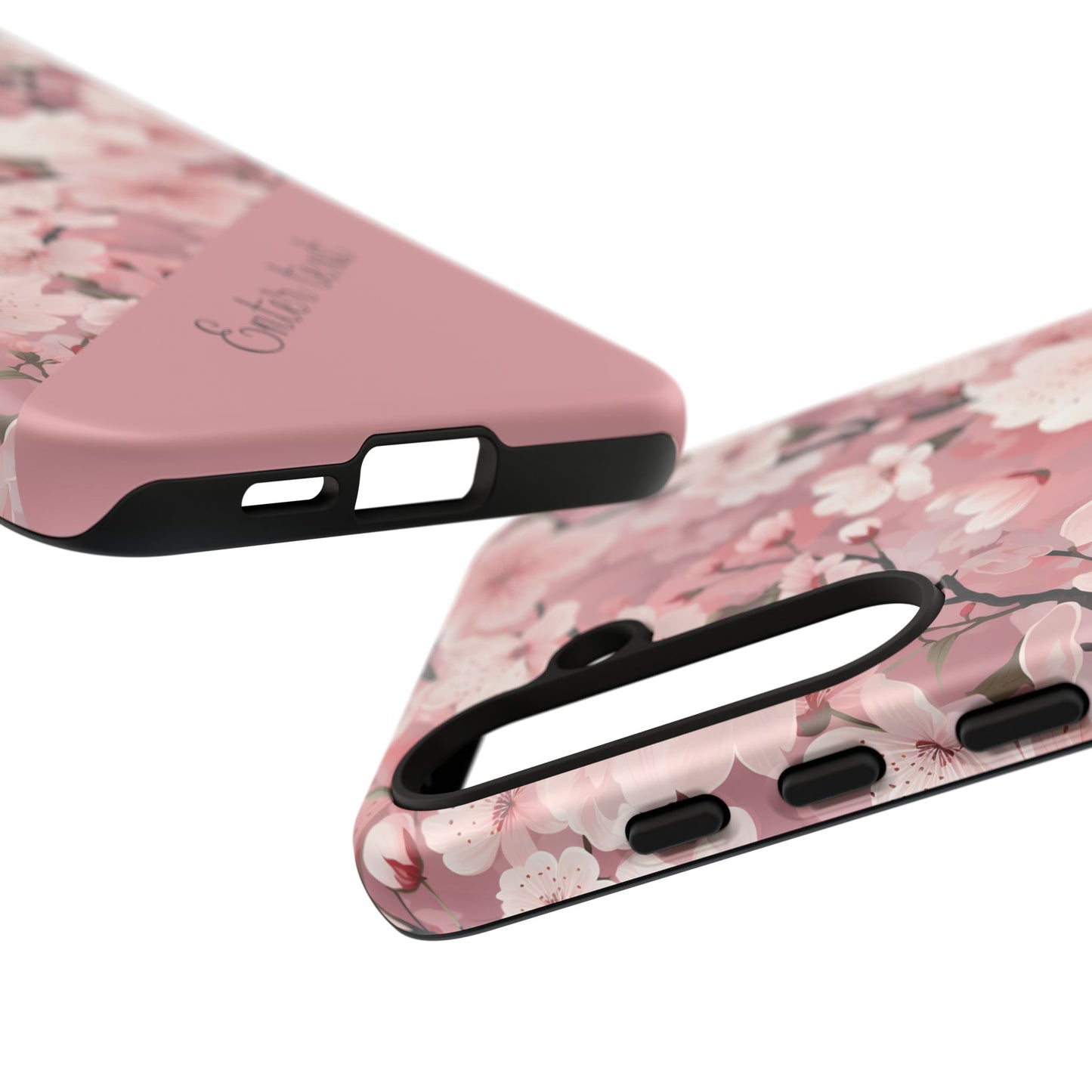 Personalized Cherry Blossom Tough Phone Case — Pink Floral Protective Case for Samsung & Google