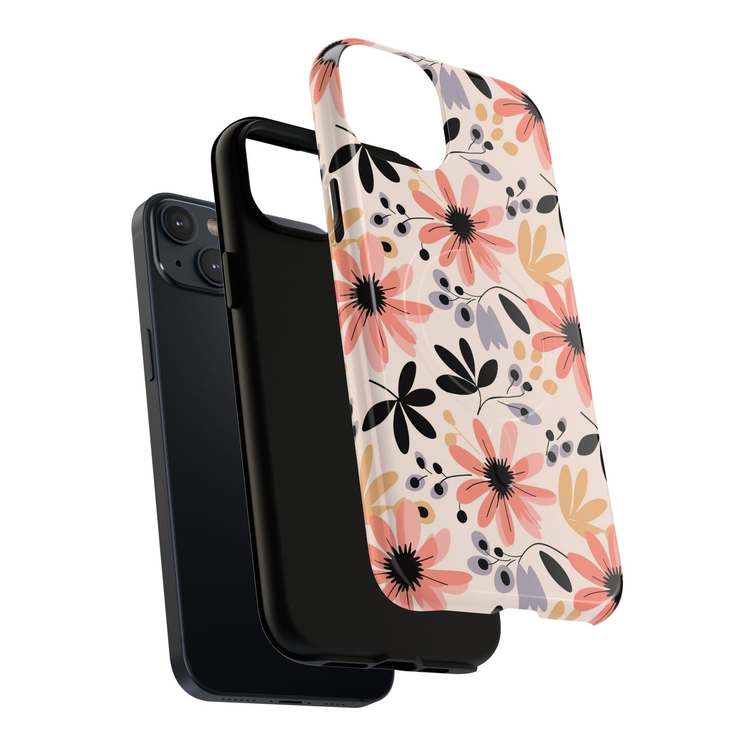 Stylish Soft Petal Noir iPhone Case, Floral iPhone Accessory for Her, Tough iPhone Magnetic Cases, Trendy iPhone Cover, Gift for Friends, Summer Vibes