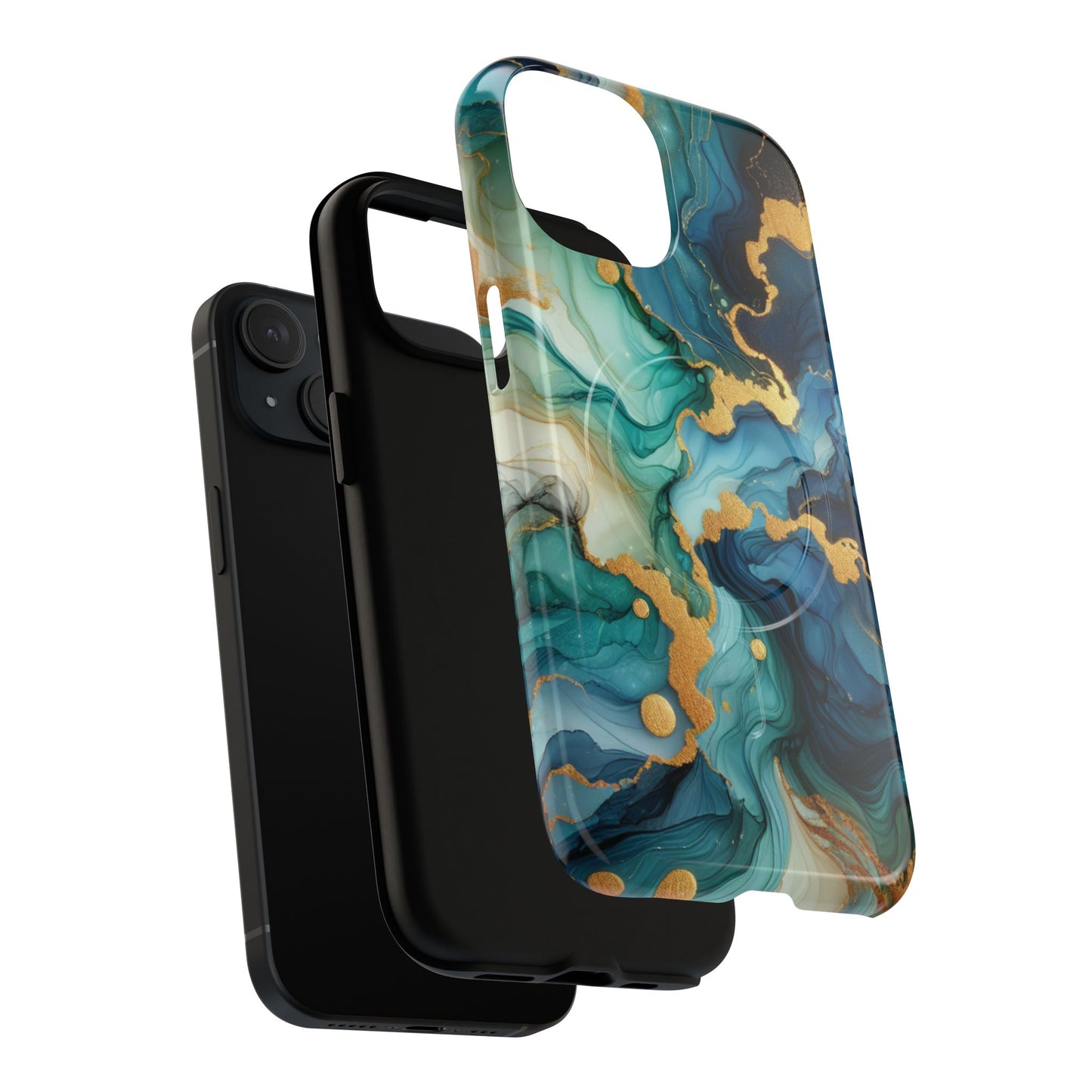 Ocean Quartz Luxe Marble Pattern Tough Magnetic iPhone Case, Phone Accessories, Luxury Gift, Durable iPhone Cover, Unique Design for iPhone Users.