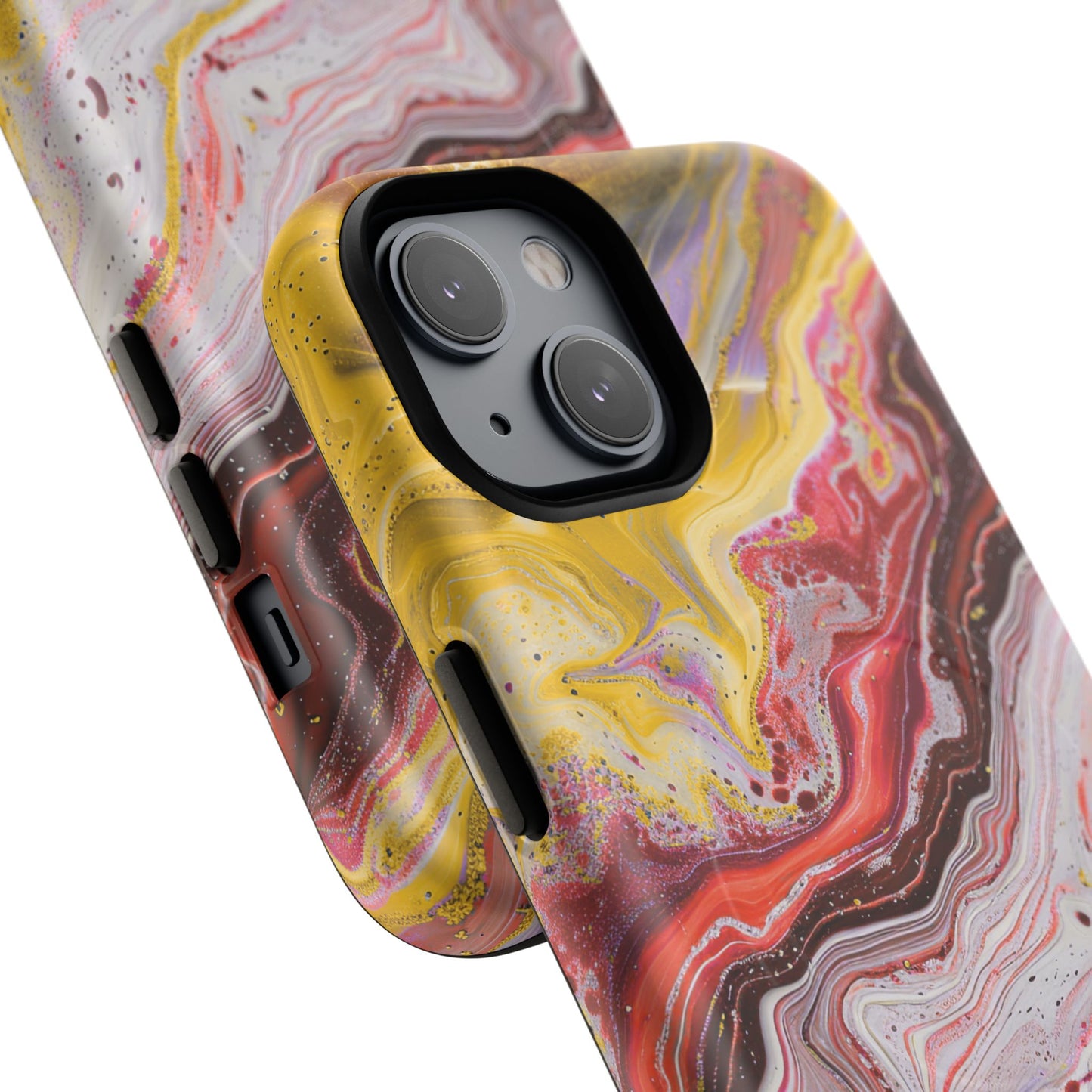 Colorful Red Marble iPhone Case, Tough Magnetic Cases, Stylish iPhone Protection, Unique Gift for iPhone Lovers, iPhone Accessories