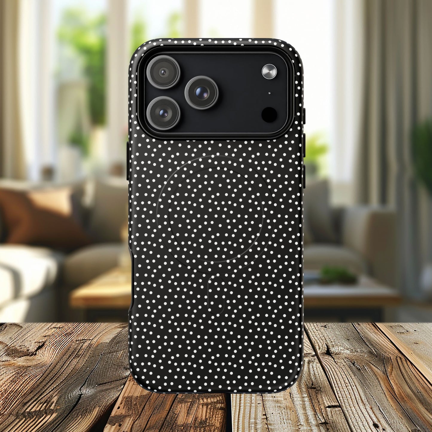 Small Polka Dot Tough iPhone Magnetic Case, Durable iPhone Accessories, Gifts for Tech Lovers, Modern Design.