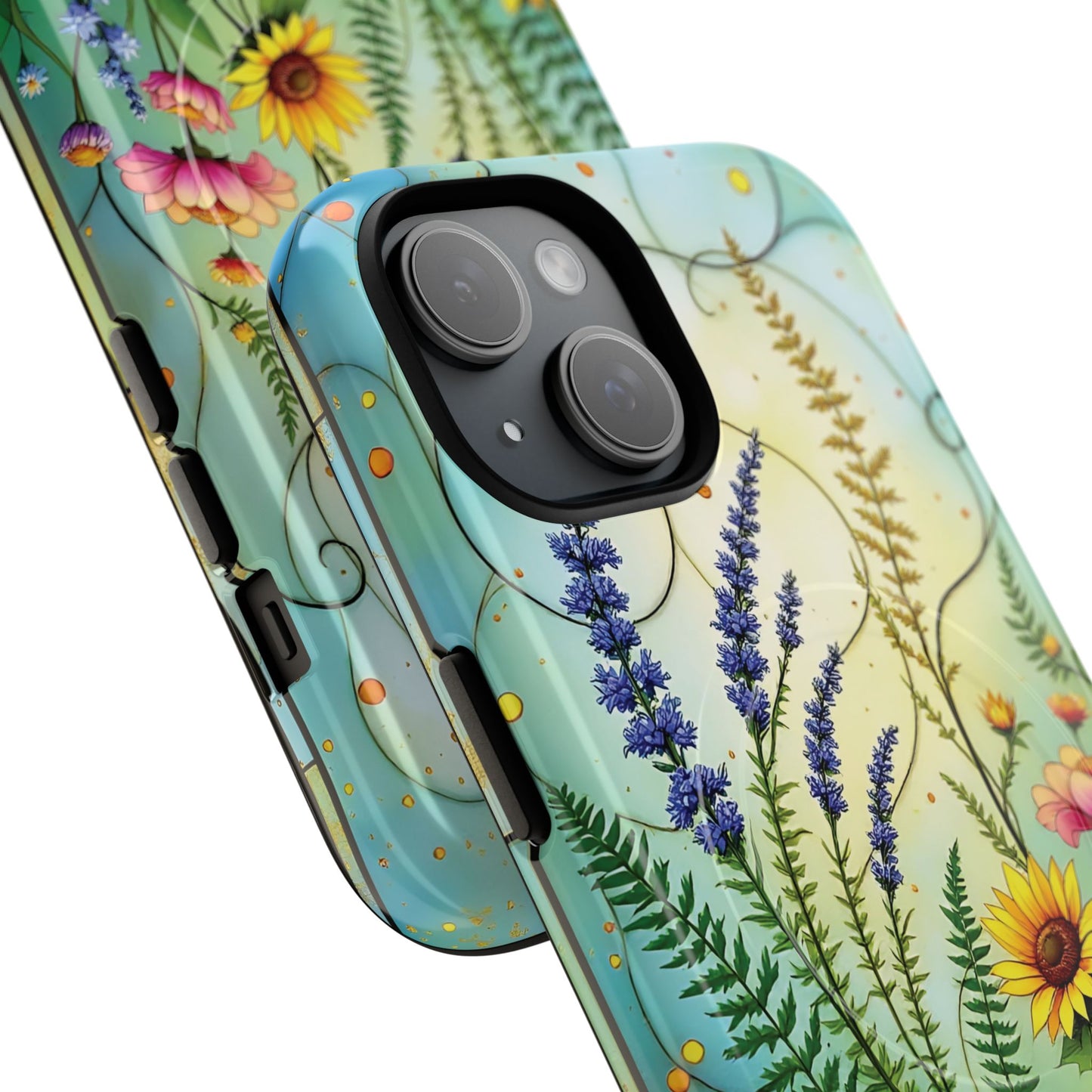 Floral Stained Harmony Glass Tough Magnetic Phone Case | Nature Inspired Design | Durable Protection | Gift for Nature Lovers | Spring Vibe