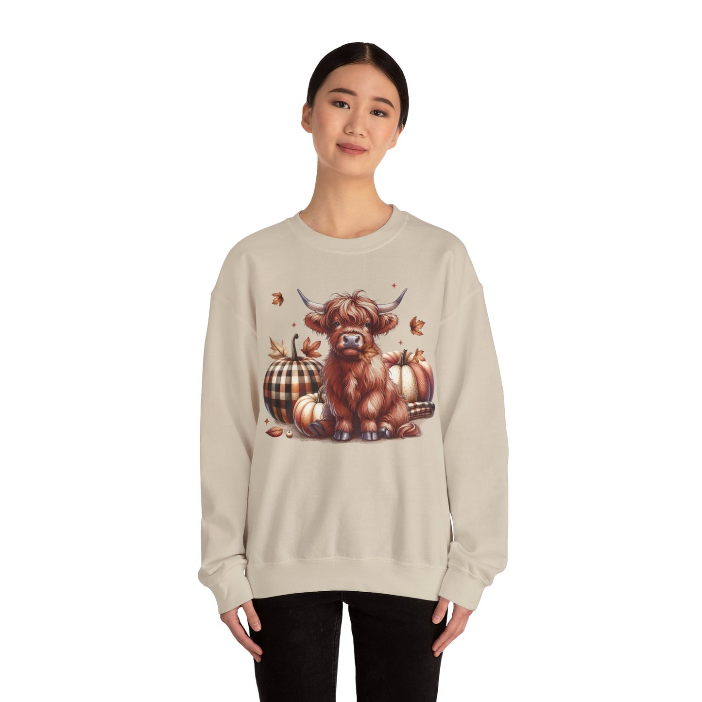 Autumn Highland Cow Charm Unisex Heavy Blend™ Crewneck Sweatshirt