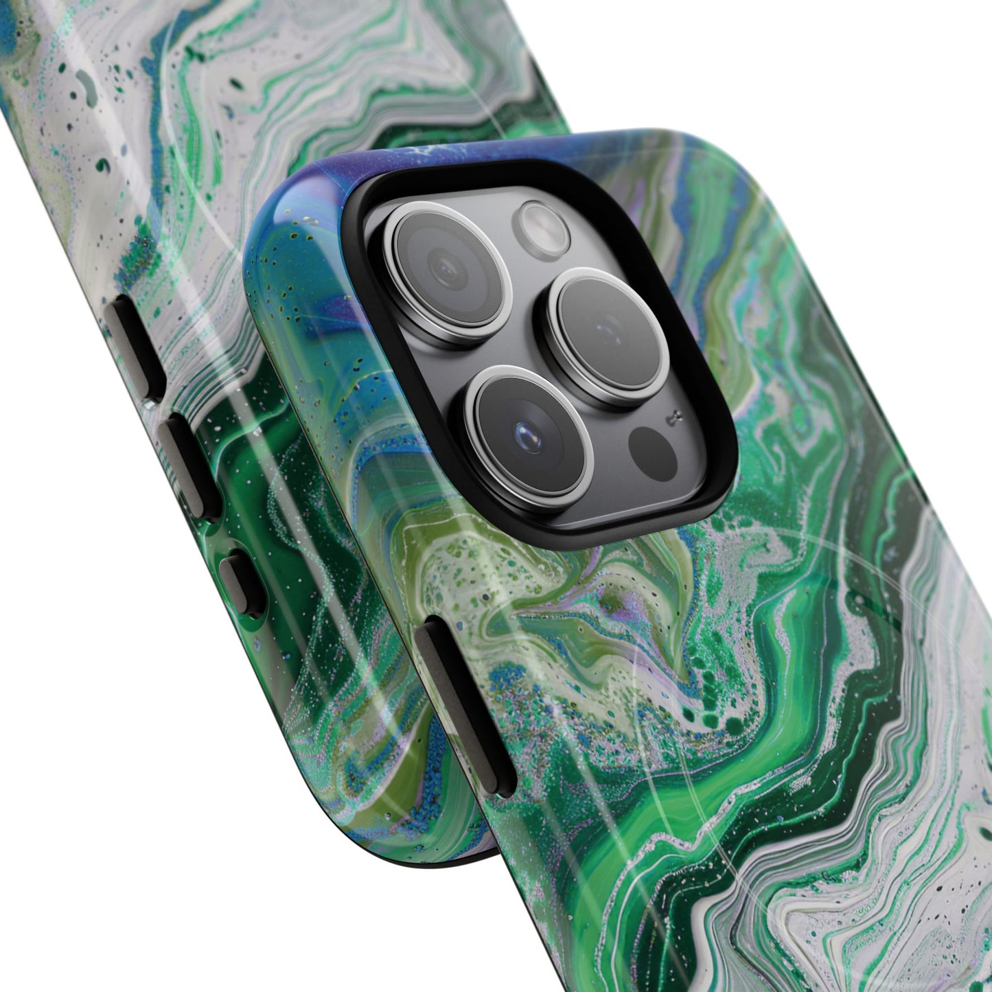 Marbled Tough iPhone Case, Magnetic Protector, Stylish Tech Accessory, Durable iPhone Cover, Unique Gift Idea