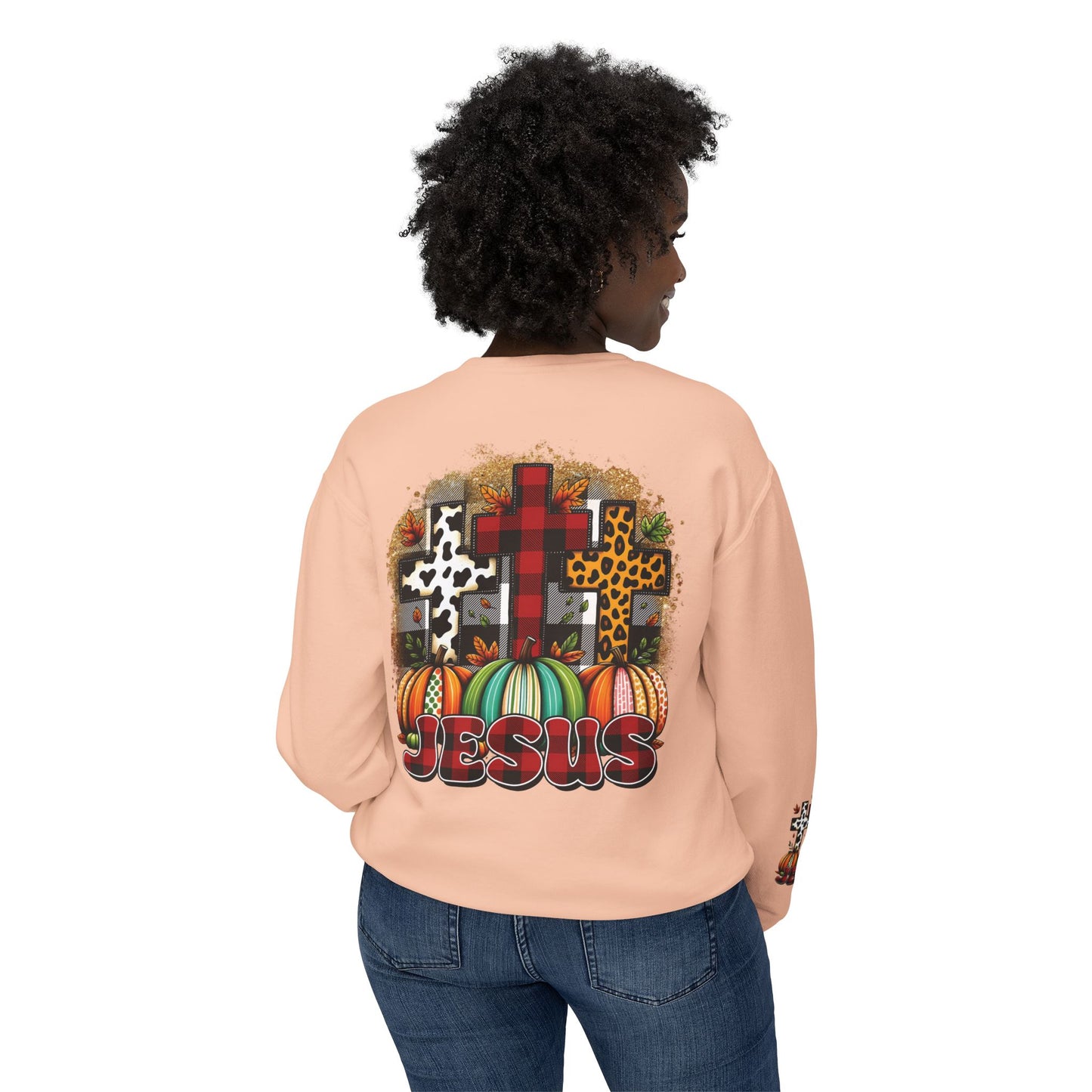 Faithful Harvest Cross Unisex Lightweight Crewneck Sweatshirt