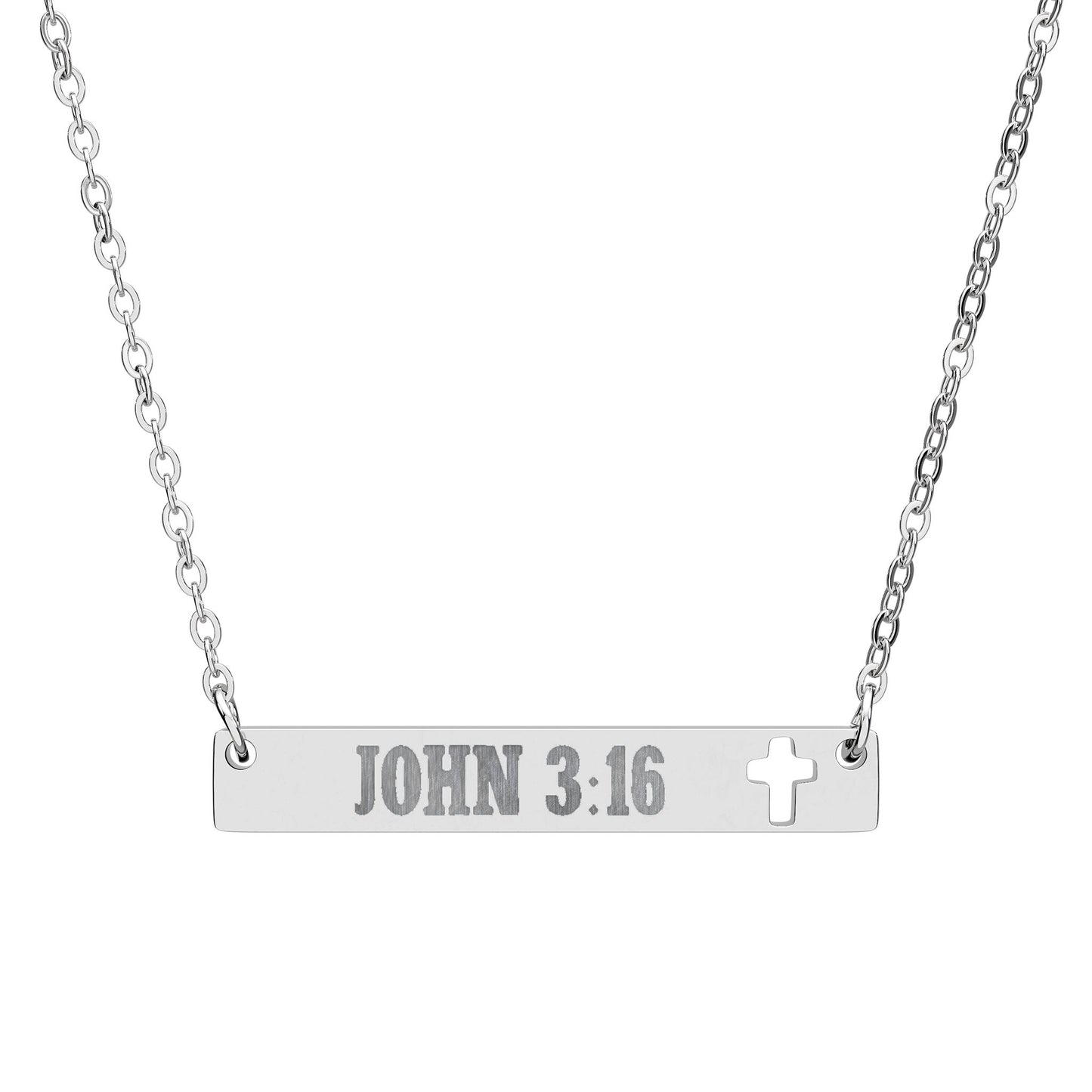 Personalized Custom Text Cutout Cross Bar Necklace — Engraved Christian Pendant
