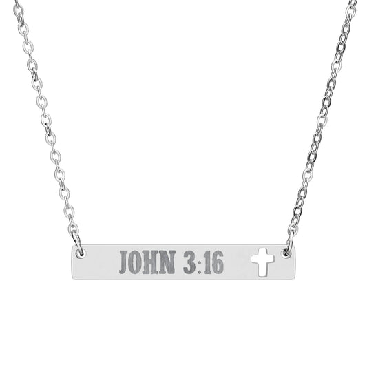 Personalized Custom Text Cutout Cross Bar Necklace — Engraved Christian Pendant