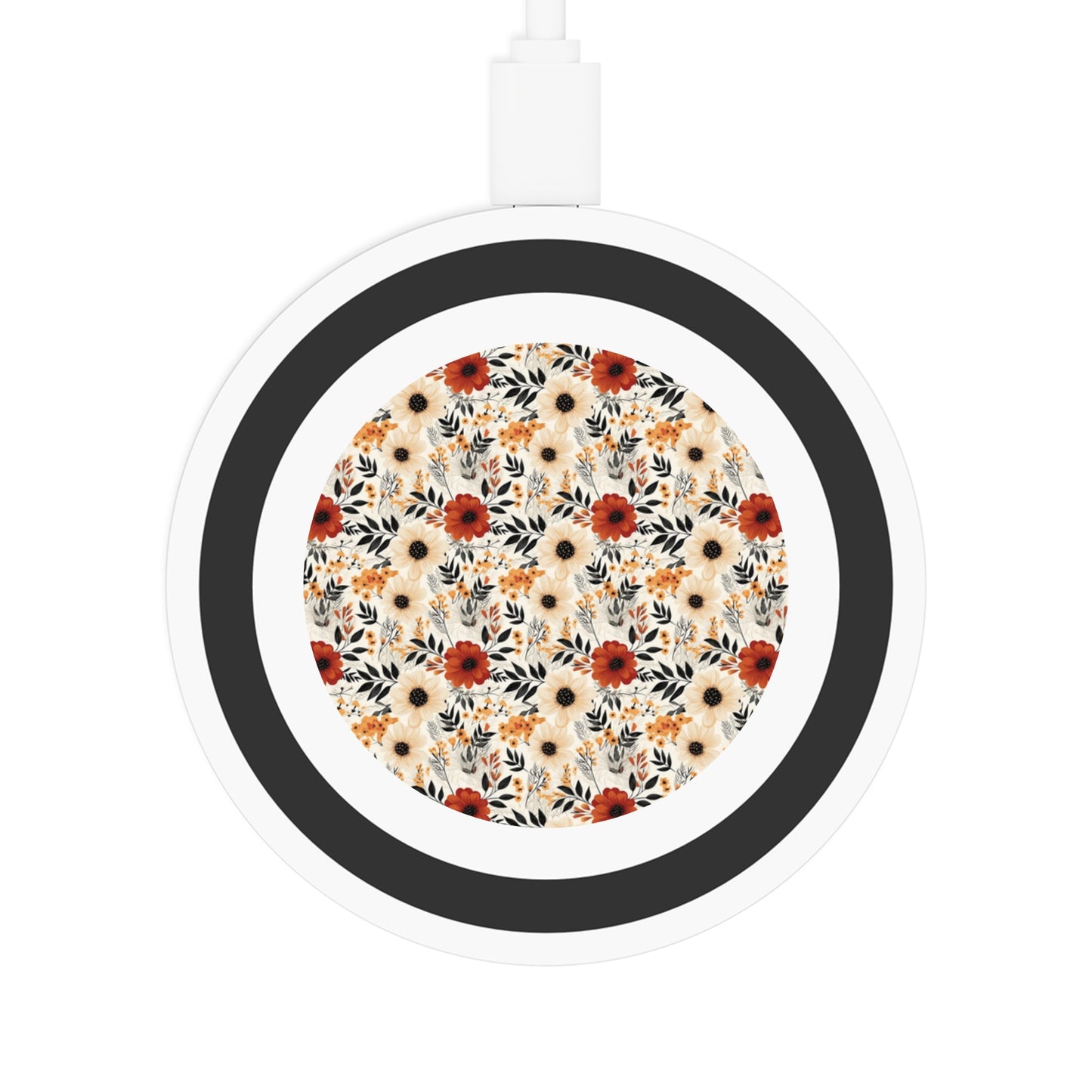 Boho Chic Floral Wireless Charging Pad - Quake Design, Perfect for Home & Office