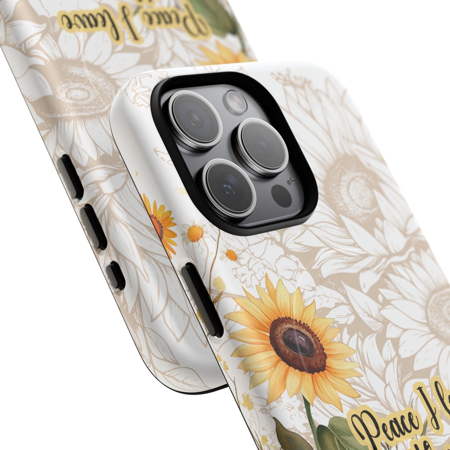 Peace I Leave with You John 14:27,  Inspirational Gift, Tough iPhone Magnetic Case  Scripture, Sunflower Bible Verse, MagSafe® iPhone® Tough Case, iPhone 14, iPhone 15, iPhone 16, Pro, Pro Max, Plus