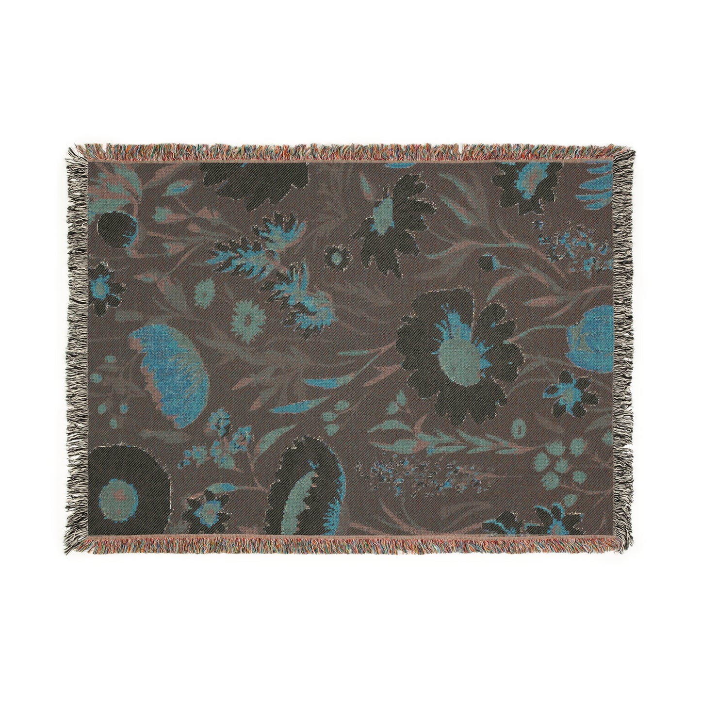 Blossom Elegance: Noir Garden Tapestry Woven Blanket