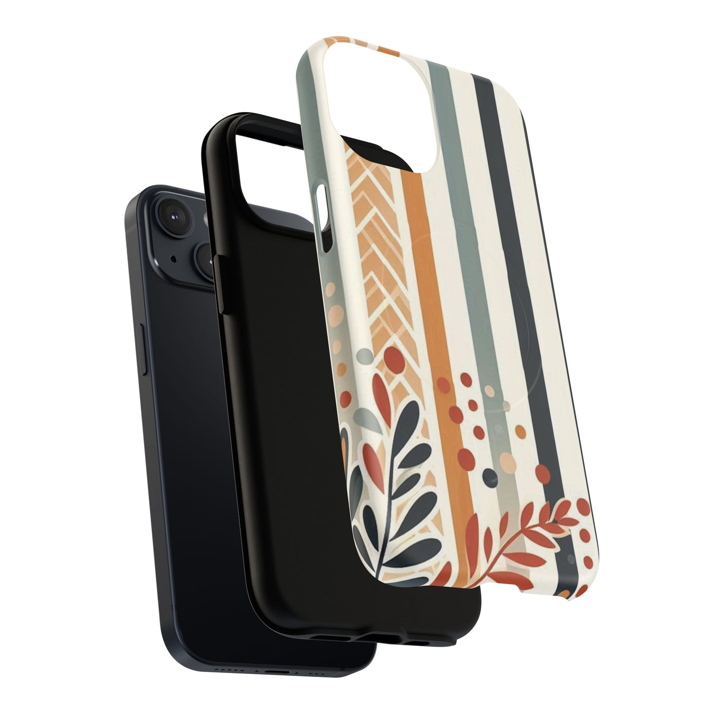 Terracotta Trails Tough Magnetic iPhone Cases for Everyday Use, Floral Patterned Stability Case, Gift for Her, Durable iPhone Accessory.