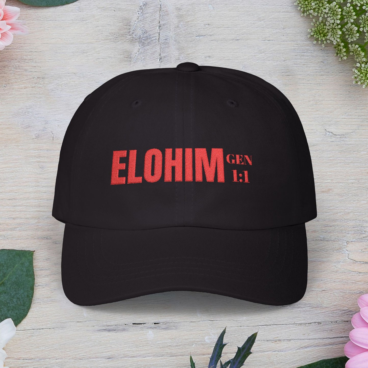 Classic Embroidery Dad Cap with 'ELOHIM, GENESIS 1:1' - Faith-Based Hat, Casual Wear, Gift for Dad, Christian Accessory, Summer Fashion