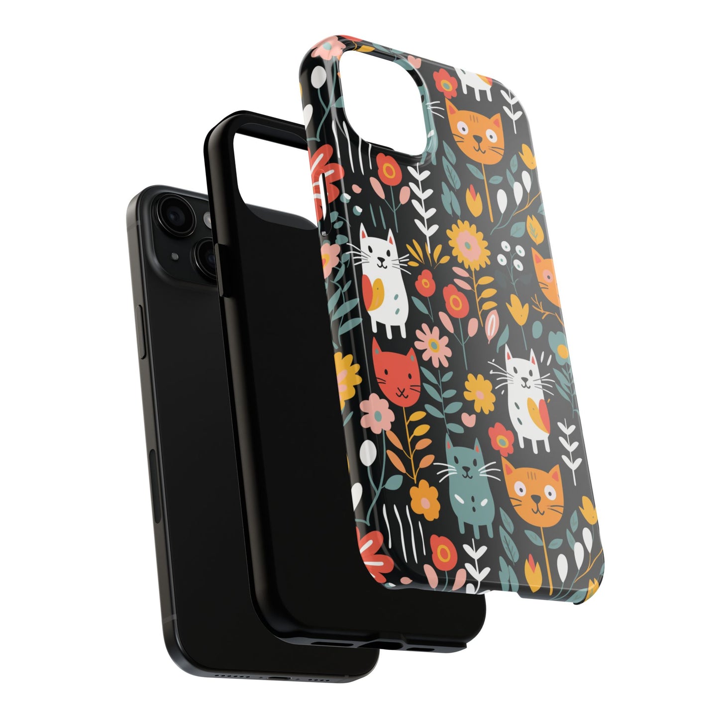 Whimsical Feline Garden iPhone and Samsung Tough Phone Cases,