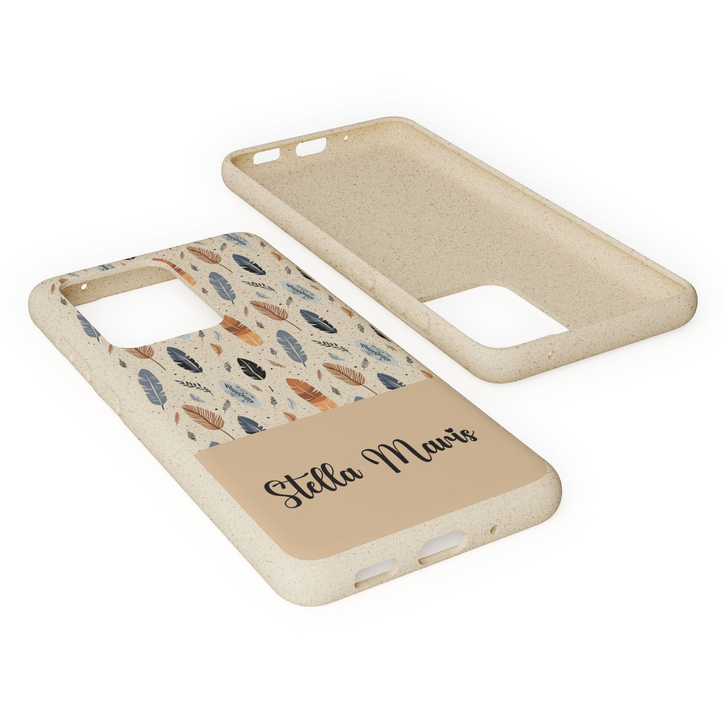 Personalized Whispering Feathers Samsung Biodegradable Case, Custom Name Case.