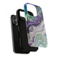 Stylish Purple Acrylic Tough Magnetic iPhone Cases, Unique Protective Cases for iPhone, Colorful Marble Design, Great Gift for iPhone Lovers