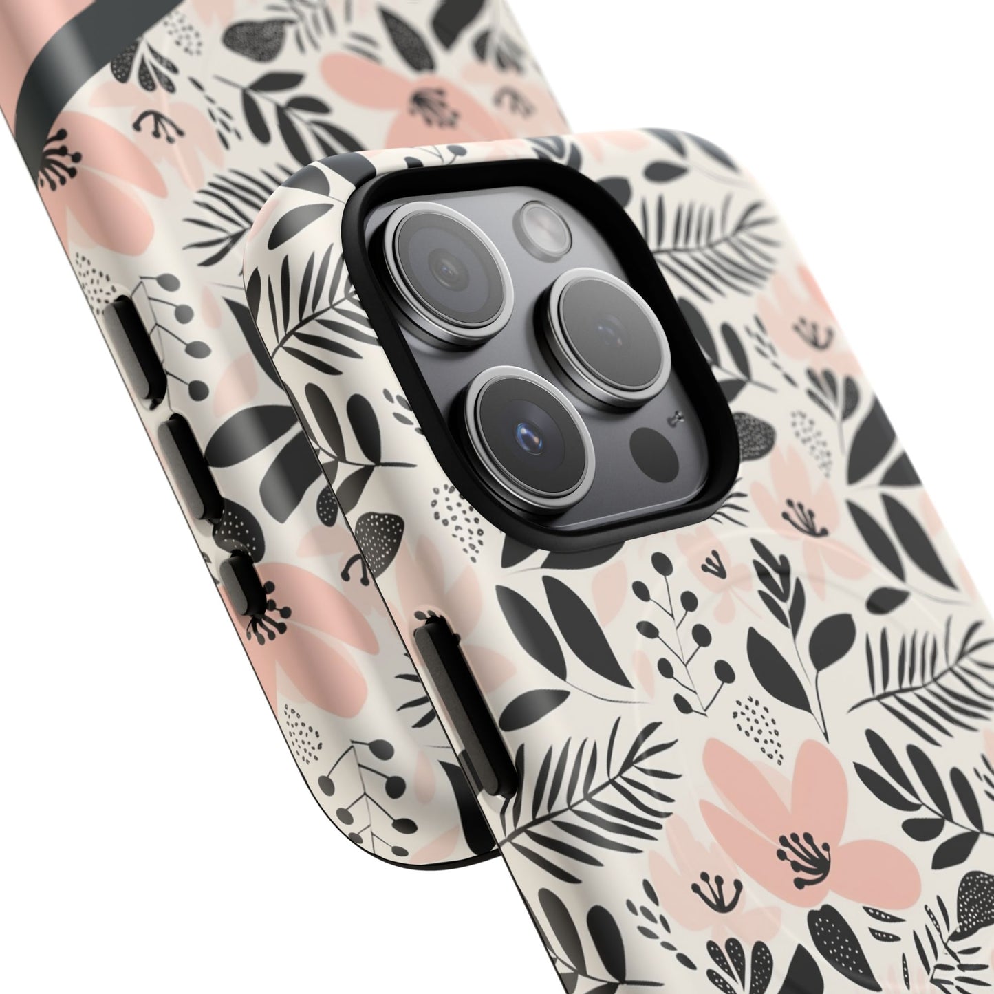 Personalized Floral Blush Garden Whisper Tough Magnetic MagSafe® iPhone® 13, 14, 15, 16, 17, Pro, Pro Max, Plus Cases (Custom Name).