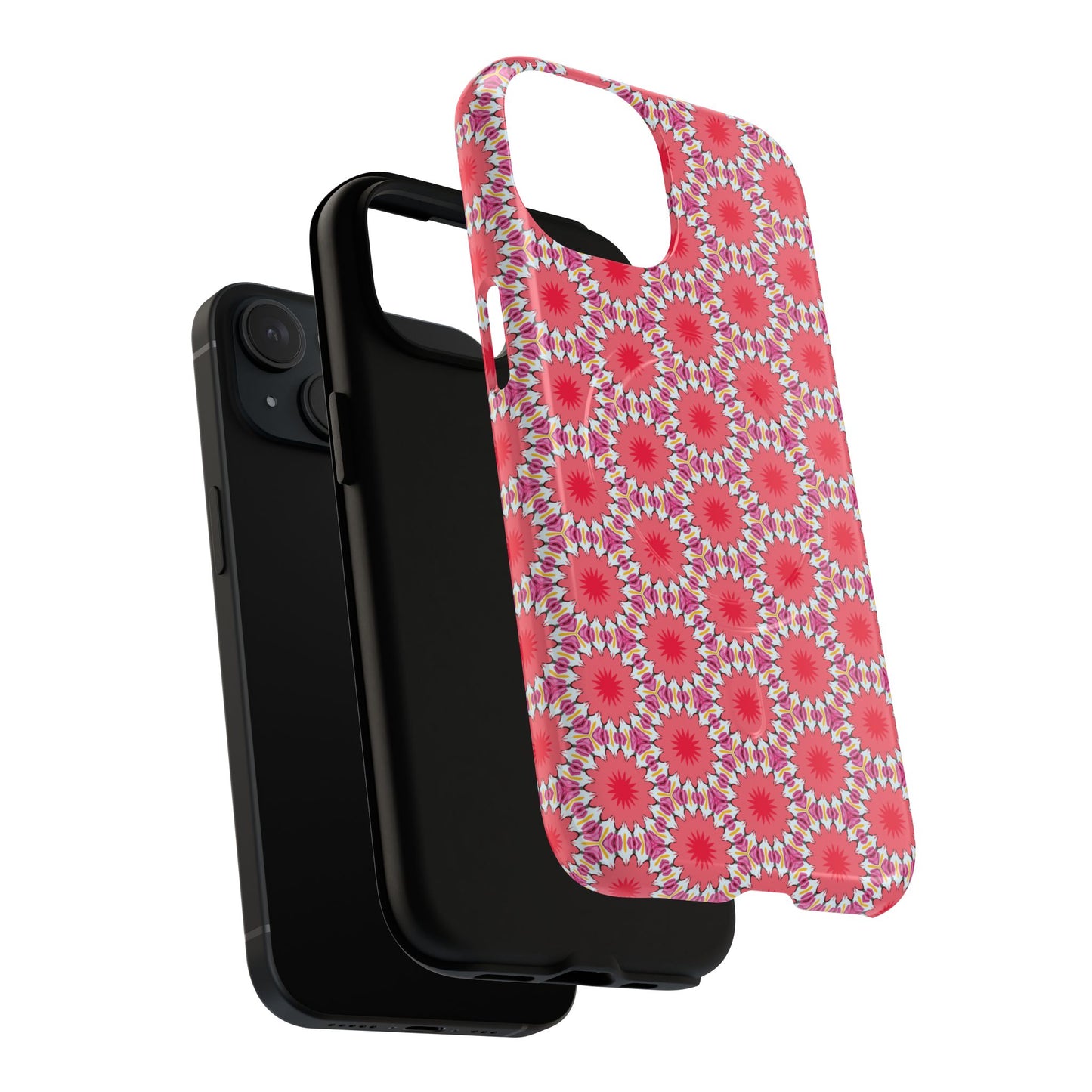 Roseburst Mosaic Vibrant Flower Pattern iPhone Case, Stylish iPhone Cover, Tough Magnetic Case, Floral Gift, Trendy Accessory for Her