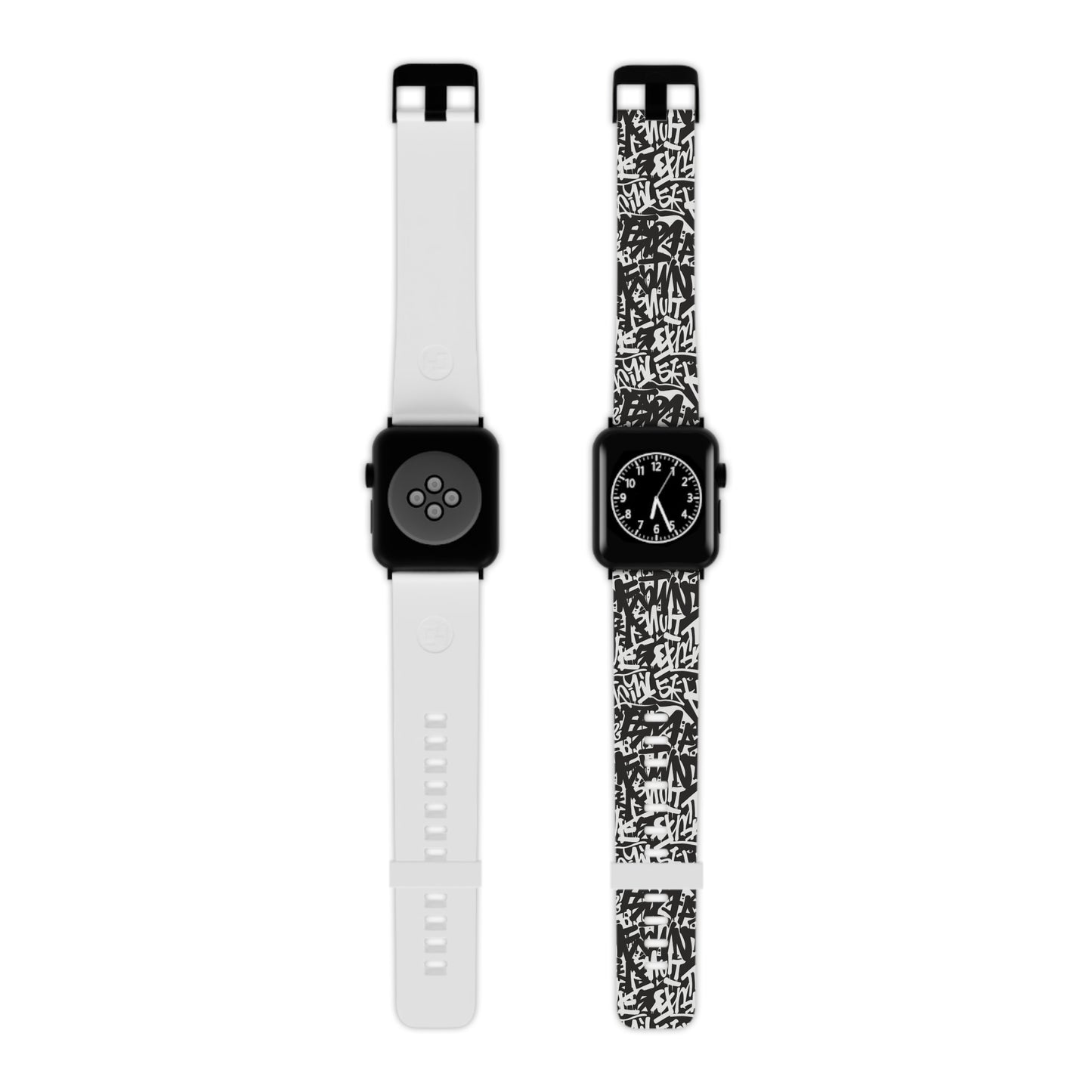 Urban Graffiti Trendy Apple Watch Band with Urban Design - Black and White Graffiti Style