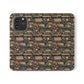 Book Stack Floral Flip iPhone and Samsung Phone Case — Vintage Library Wallet Cover.