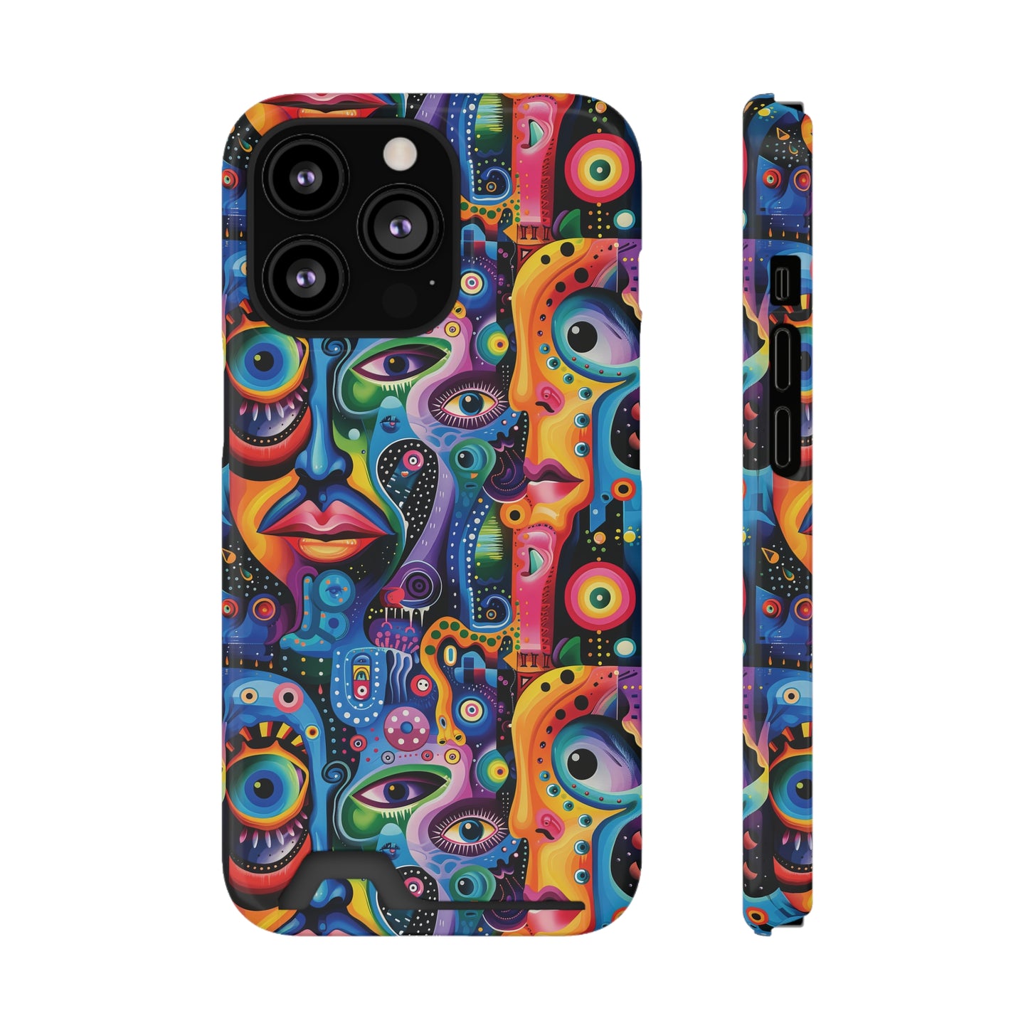 Psychedelic Visions Phone Case with Card Holder - Colorful and Stylish Design for Creatives
