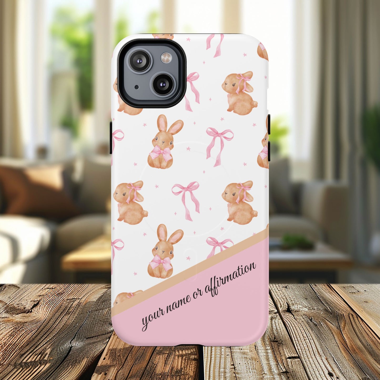 Personalized Bunny iPhone Case - Cute Animal Design, Tough MagSafe® Magnetic Case, Easter Gift, Spring Aesthetic, Kids Accessories