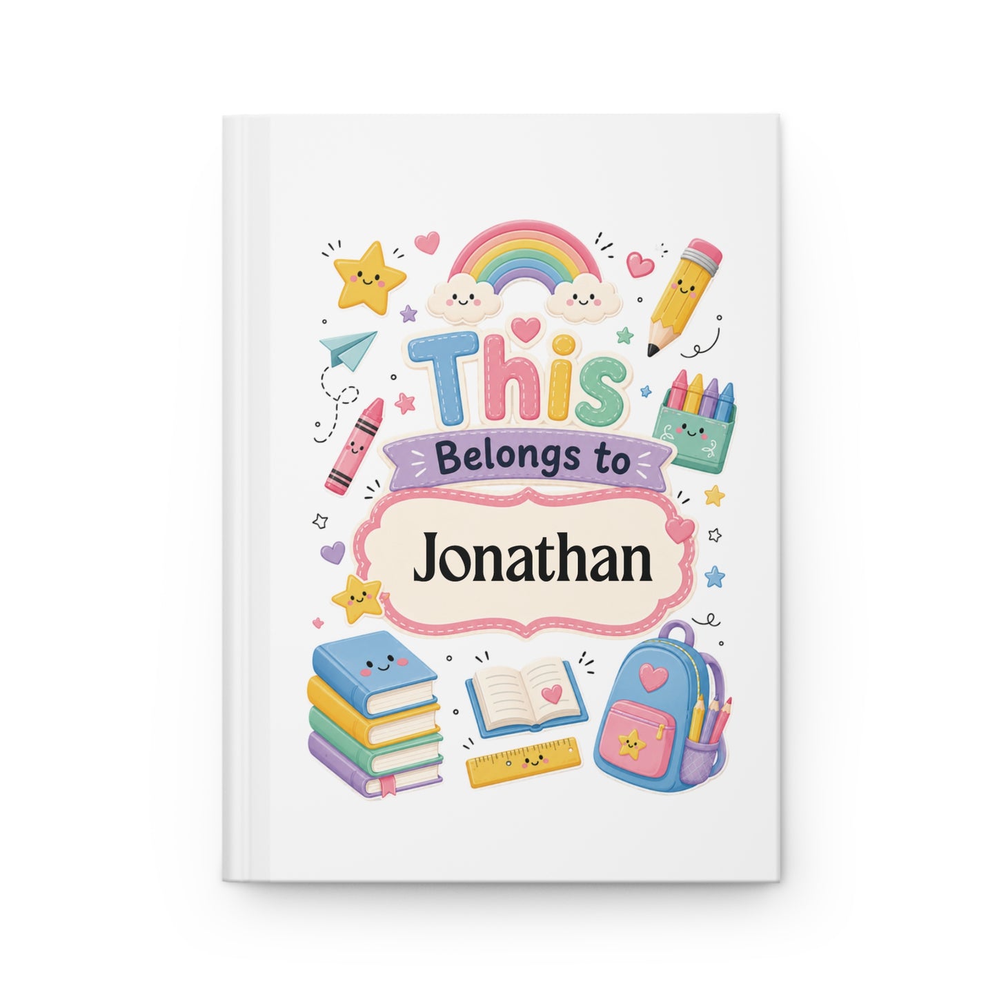Personalized Kids Hardcover Notebook — "This Belongs to [Name]" Cute School Notebook/Back to School