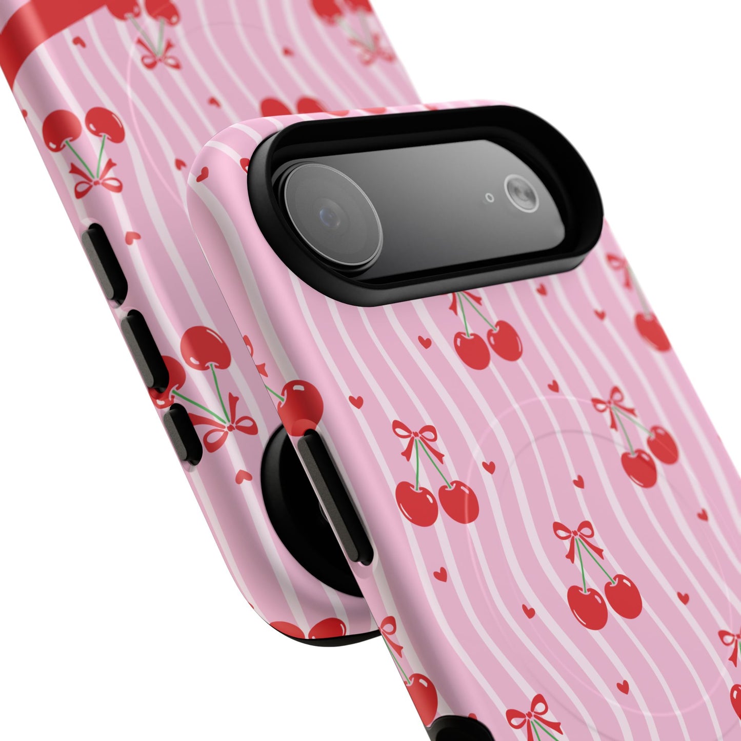 Personalized Cherry Blossom Dreams Tough Magnetic MagSafe® iPhone® 13, 14, 15, 16, 17, Pro, Pro Max, Plus Cases.— Pink Retro (Custom Name)