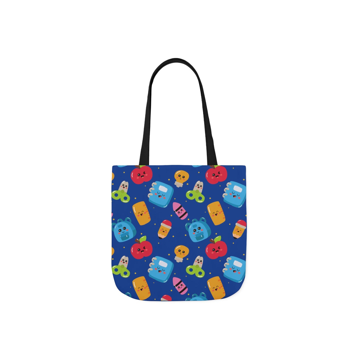 Personalized Blue Kawaii Composition Book Inspired Canvas Tote Bag with Colorful Straps, Cute School Bag, Eco-Friendly Tote, Back to School Shopping Bag, Teacher Gift Idea