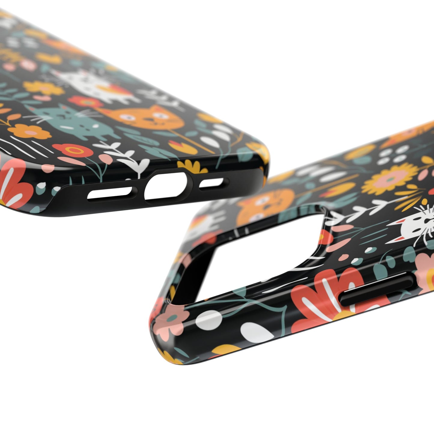 Whimsical Feline Garden iPhone and Samsung Tough Phone Cases,
