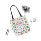 Personalized Classroom Couture Composition Book Inspired Canvas Tote Bag with Colorful Straps, Cute School Bag, Eco-Friendly Tote, Back to School Shopping Bag, Teacher Gift Idea