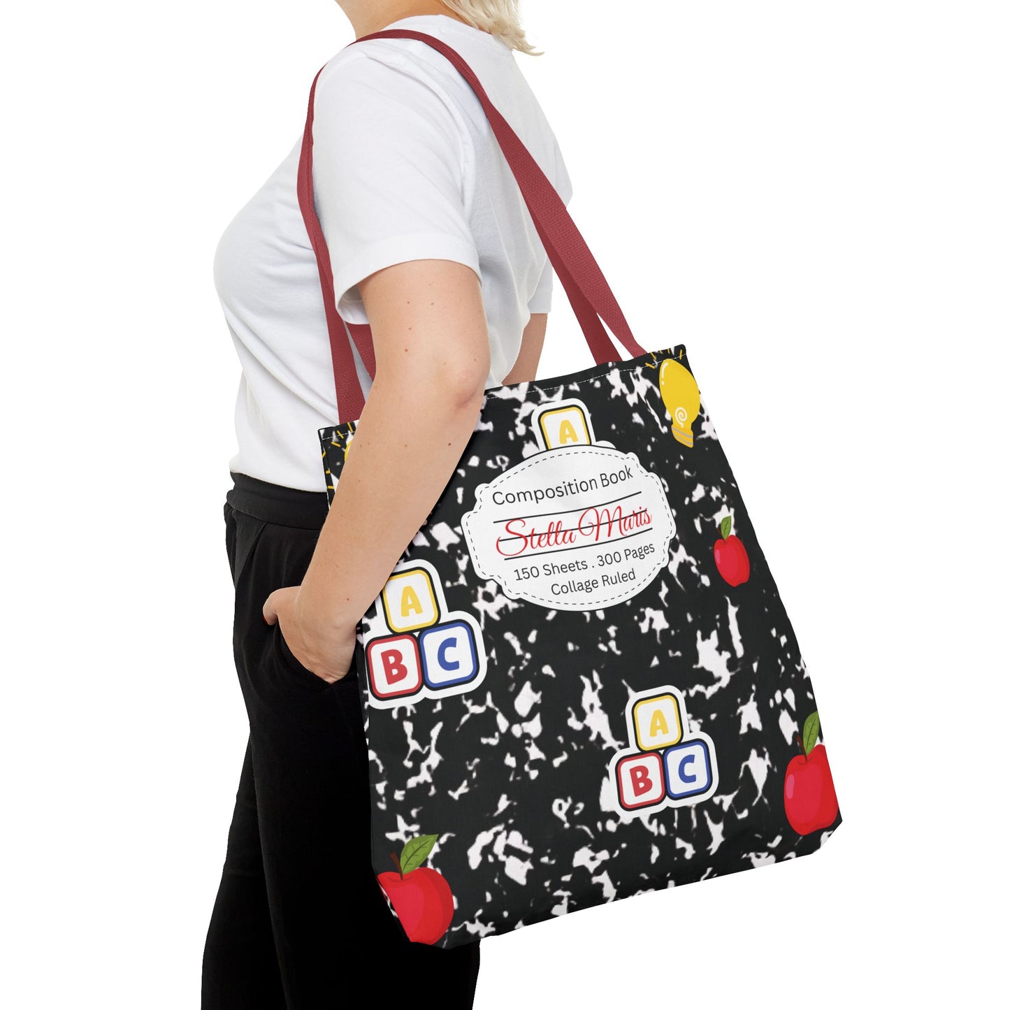 Personalized Composition Book InspiredTote Bag, Back to School Tote, Teacher Gift, Kids Bag, Custom Name Bag, Educational Accessories, Back to School Tote Bag.