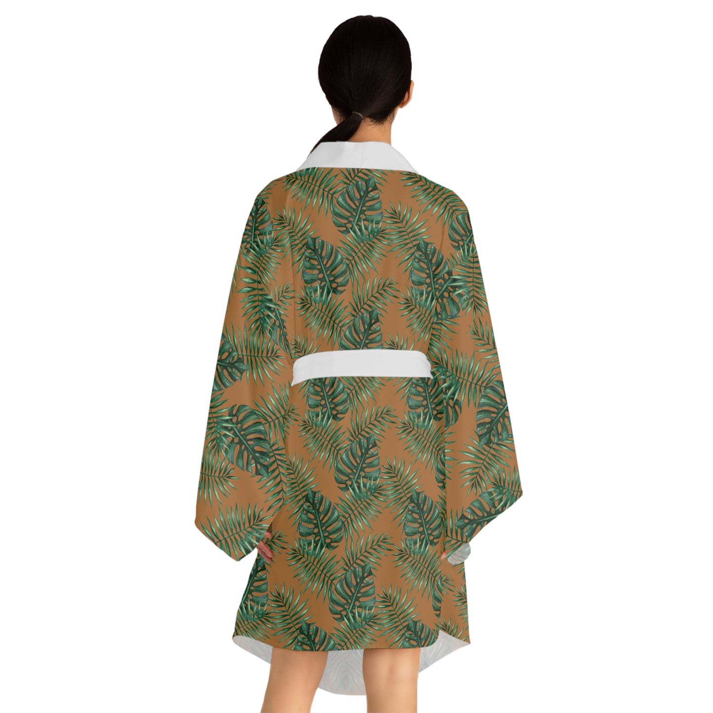 Brown Tropical Bliss Serenity Kimono Robe (AOP)