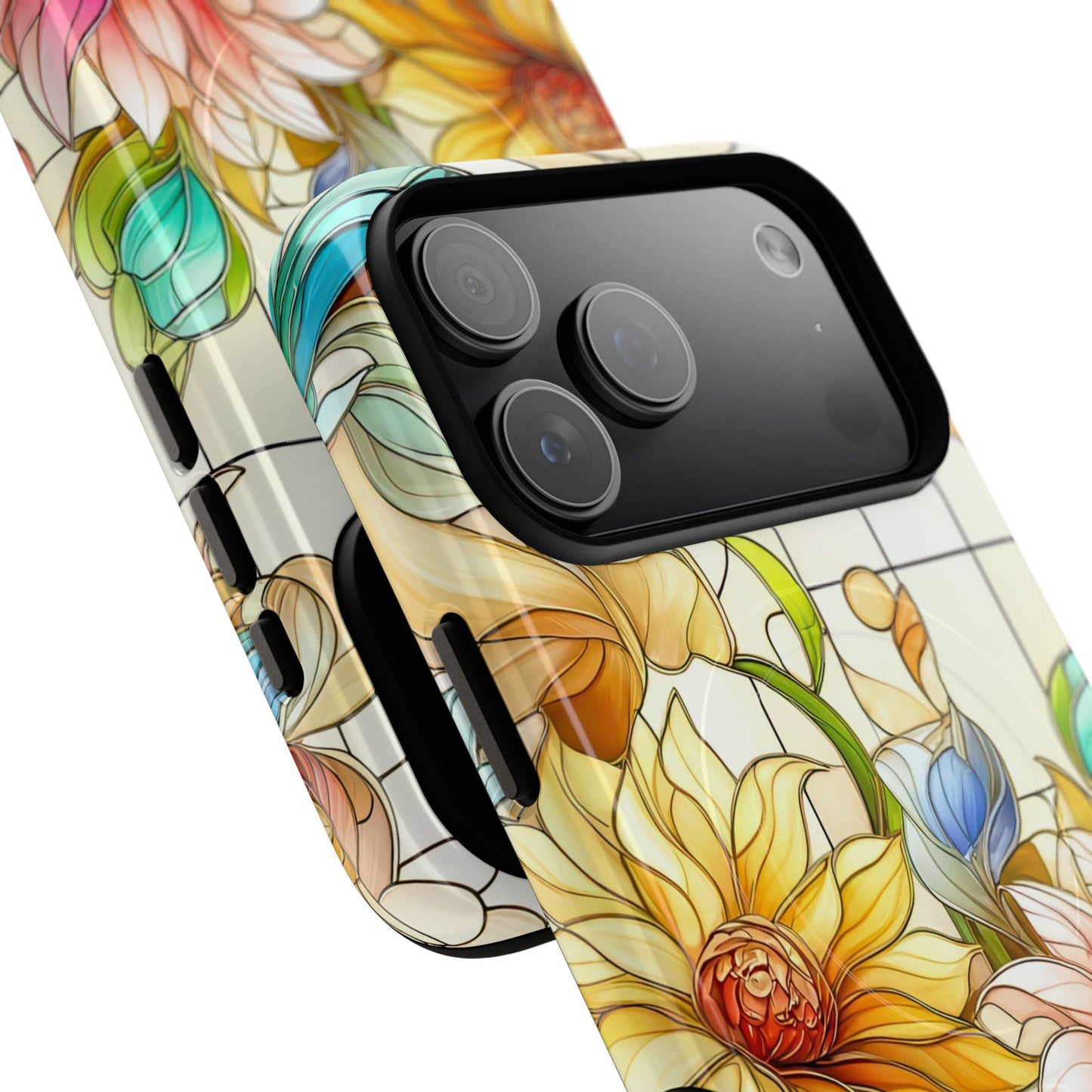 Floral Stained Glass Reverie Tough iPhone Magnetic Case, iPhone Cover, Protective Case, Flower Design, Gift for Her, Nature Lover