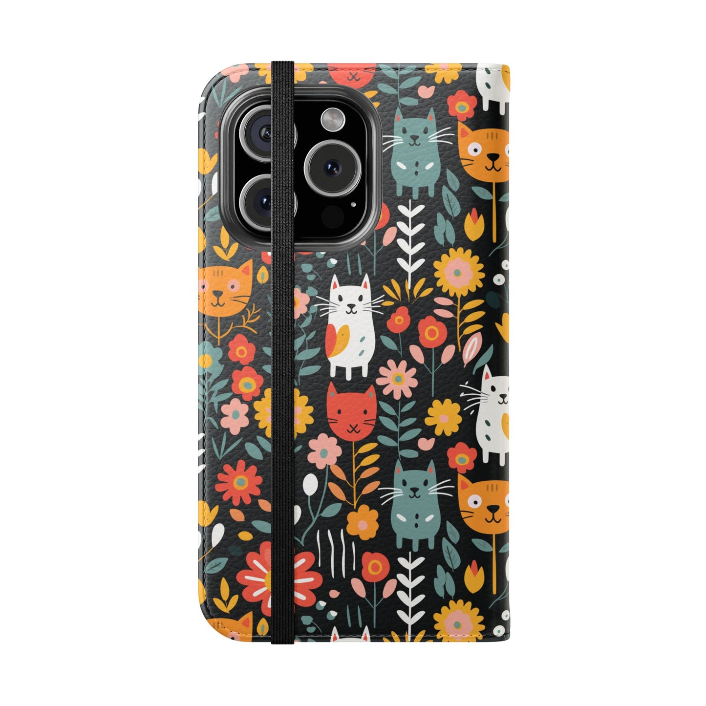 Whimsical Feline Garden iPhone and Samsung Flip Cases