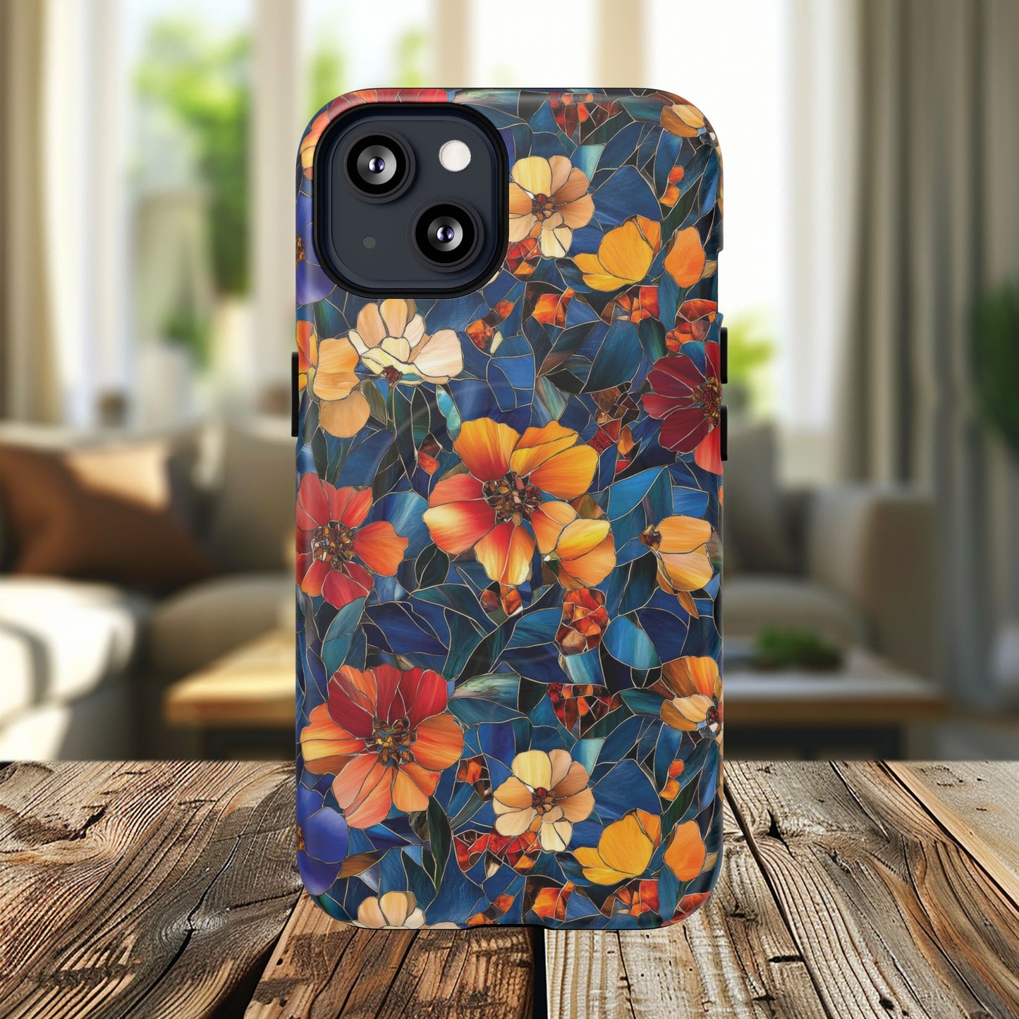 Cathedral Petals Tough Magnetic iPhone Case, Durable, Stylish, Unique Floral Design, Gifts for Her, Birthday, Everyday Use, Stained Glass iPhone Case.
