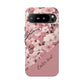 Personalized Cherry Blossom Tough Phone Case — Pink Floral Protective Case for Samsung & Google