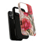 Stained Glass Effect Carnation Floral Tough Phone Case – Pink Vintage Botanical Protective Cover