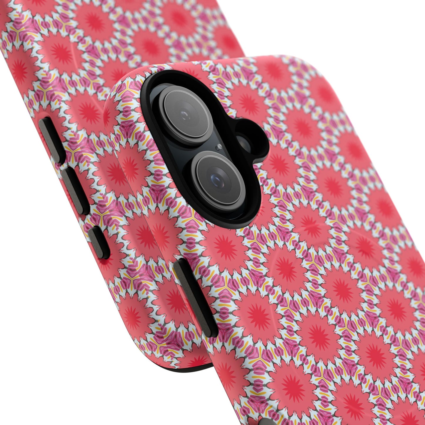 Roseburst Mosaic Vibrant Flower Pattern iPhone Case, Stylish iPhone Cover, Tough Magnetic Case, Floral Gift, Trendy Accessory for Her