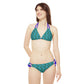 Turquoise Tropical Bliss Strappy Bikini Set (AOP)