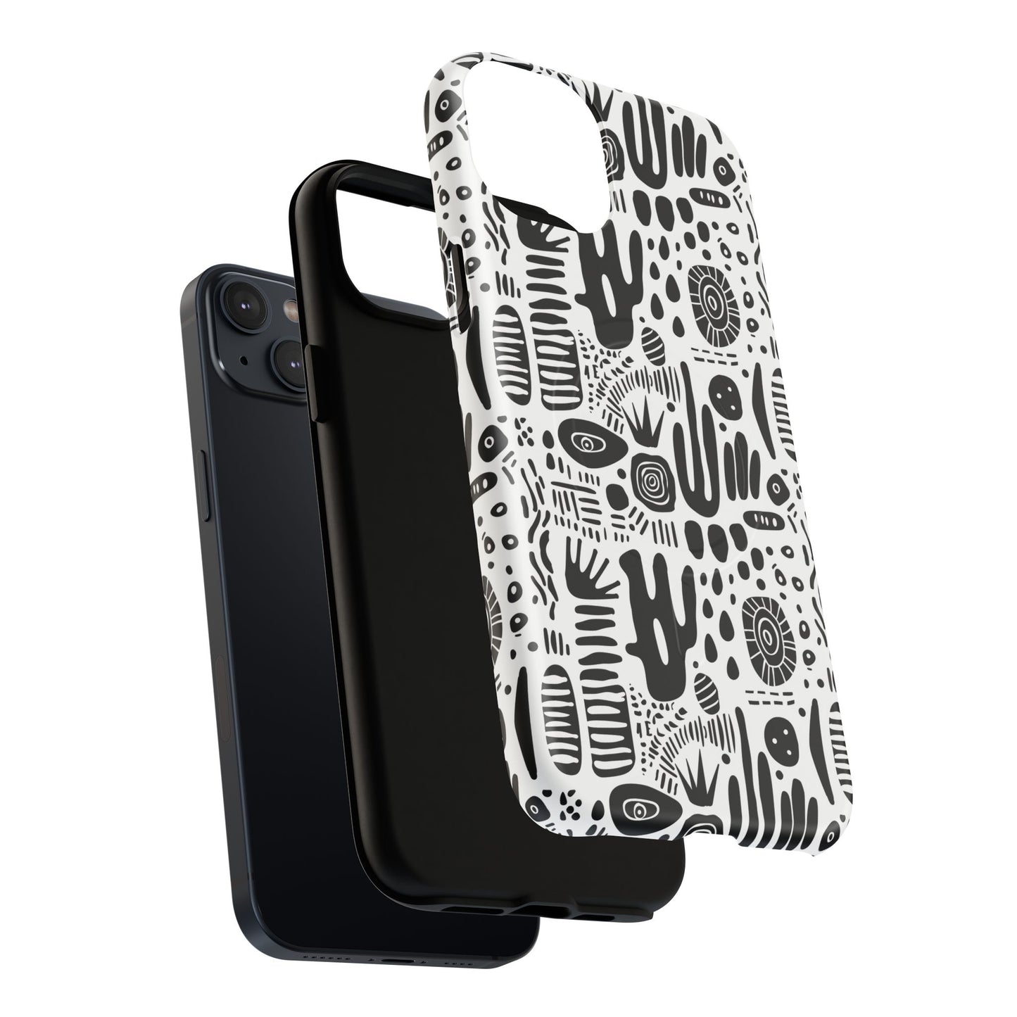 Abstract Monochrome Tough Magnetic iPhone Cases, Stylish Phone Cover, Durable Phone Protector, Modern Tech Accessories, Unique Gift Ideas