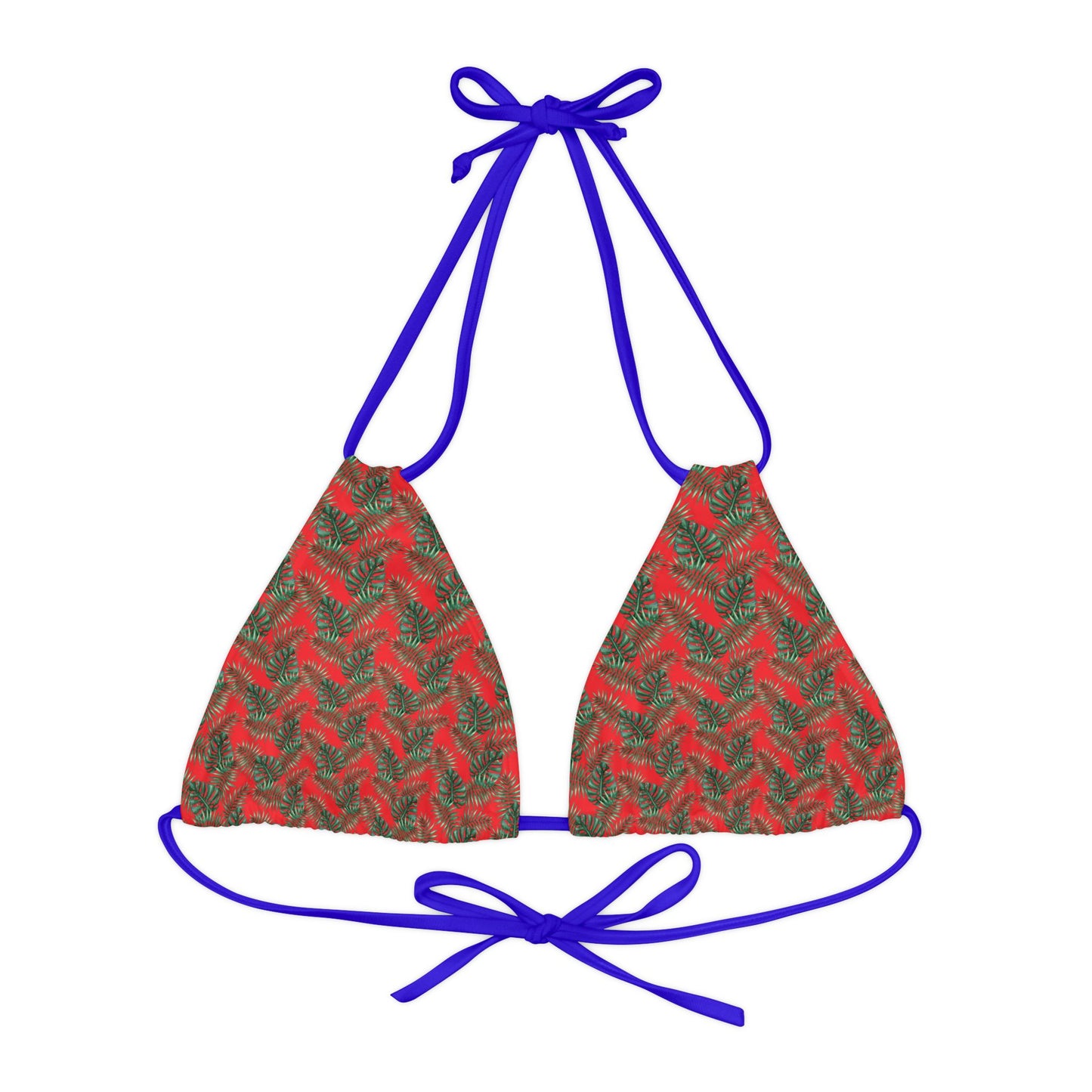 Red Tropical Bliss Strappy Triangle Bikini Top (AOP)- (PY)