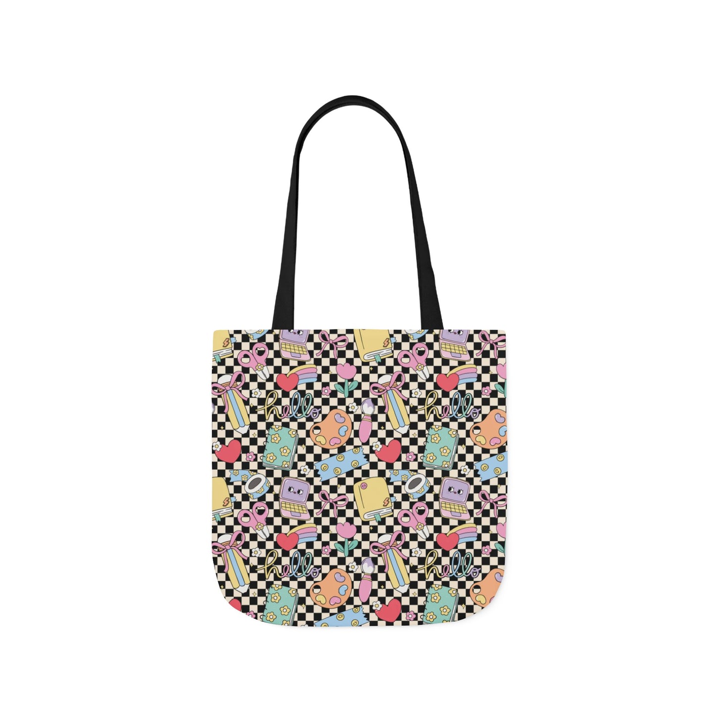 Personalized Black Doodle Daydream Composition Book Inspired Canvas Tote Bag with Colorful Straps, Cute School Bag, Eco-Friendly Tote, Back to School Shopping Bag, Teacher Gift Idea