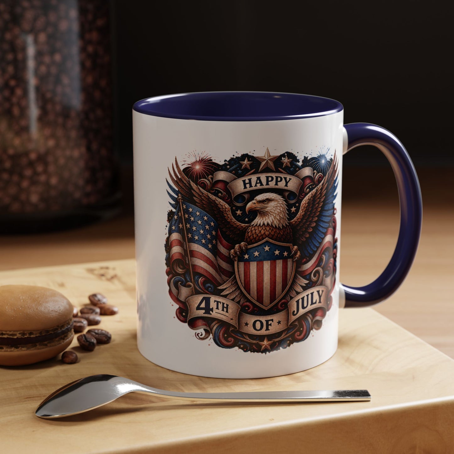 4th of July Eagle Coffee Mug — Patriotic American Flag Accent Mug (11/15oz)