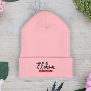Embroidered 'ELOHIM, GENESIS 1:1' Classic Cuffed Beanie - Cozy Winter Hat, Streetwear Accessory, Personalized Gifts, Religious Apparel, Unisex Beanie