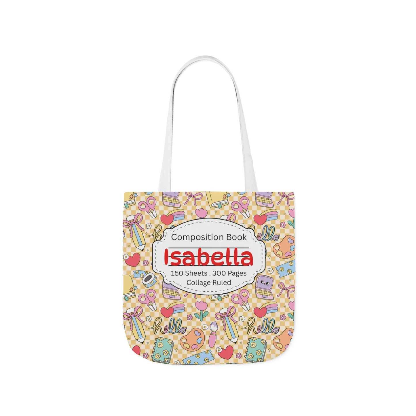 Personalized Doodle Daydream Composition Book Inspired Canvas Tote Bag with Colorful Straps, Cute School Bag, Eco-Friendly Tote, Back to School Shopping Bag, Teacher Gift Idea